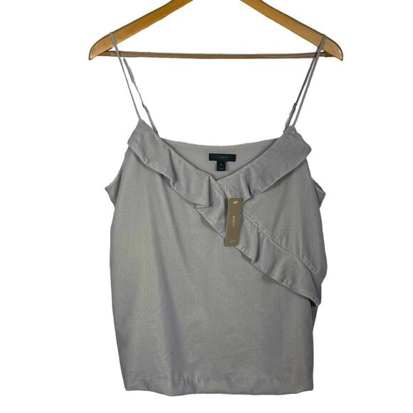 NEW J. Crew Grey Velvet Ruffle Camisole Size 10 - Picture 1 of 7